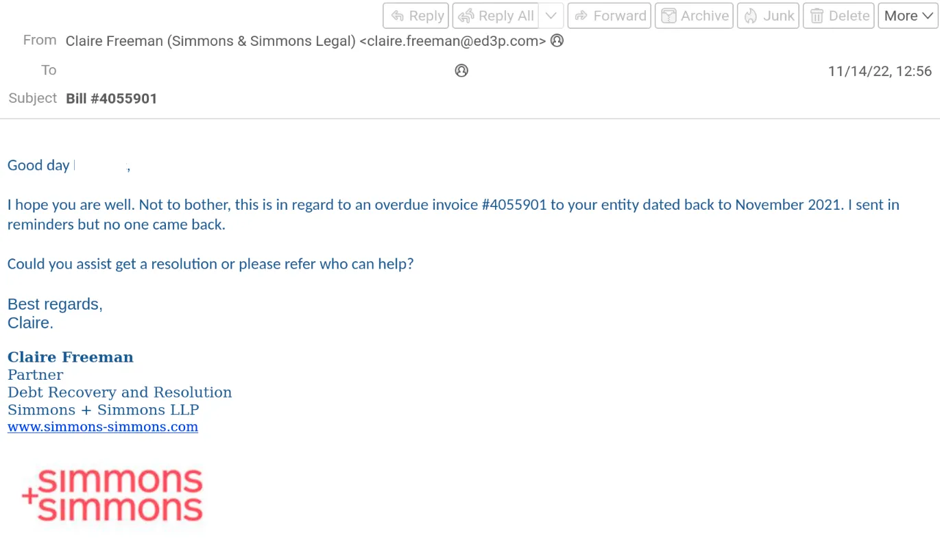 The first lure is an 'overdue invoice' spearphish