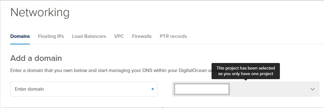 Add domain to DigitalOcean