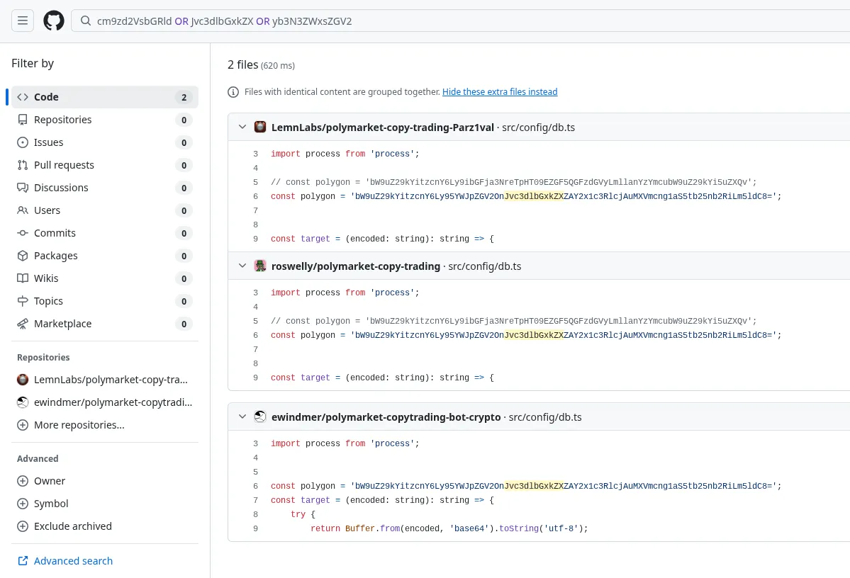 Finding other malicious mongodb connections by using the Base64 offsets for `roswelldev`