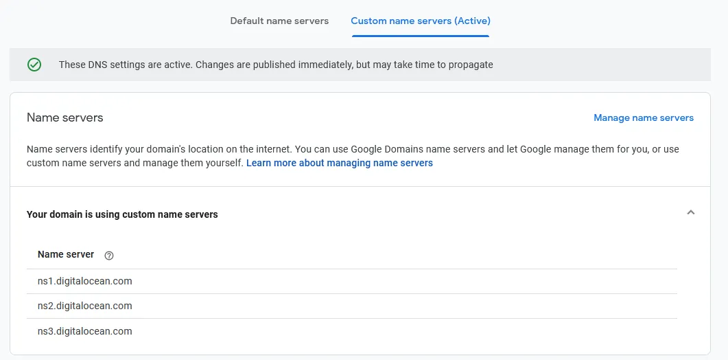 Change your nameserver to DigitalOcean's