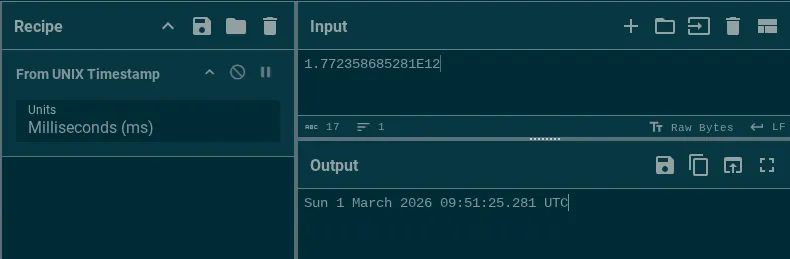 Using my hacking skills (CyberChef) to parse a timestamp