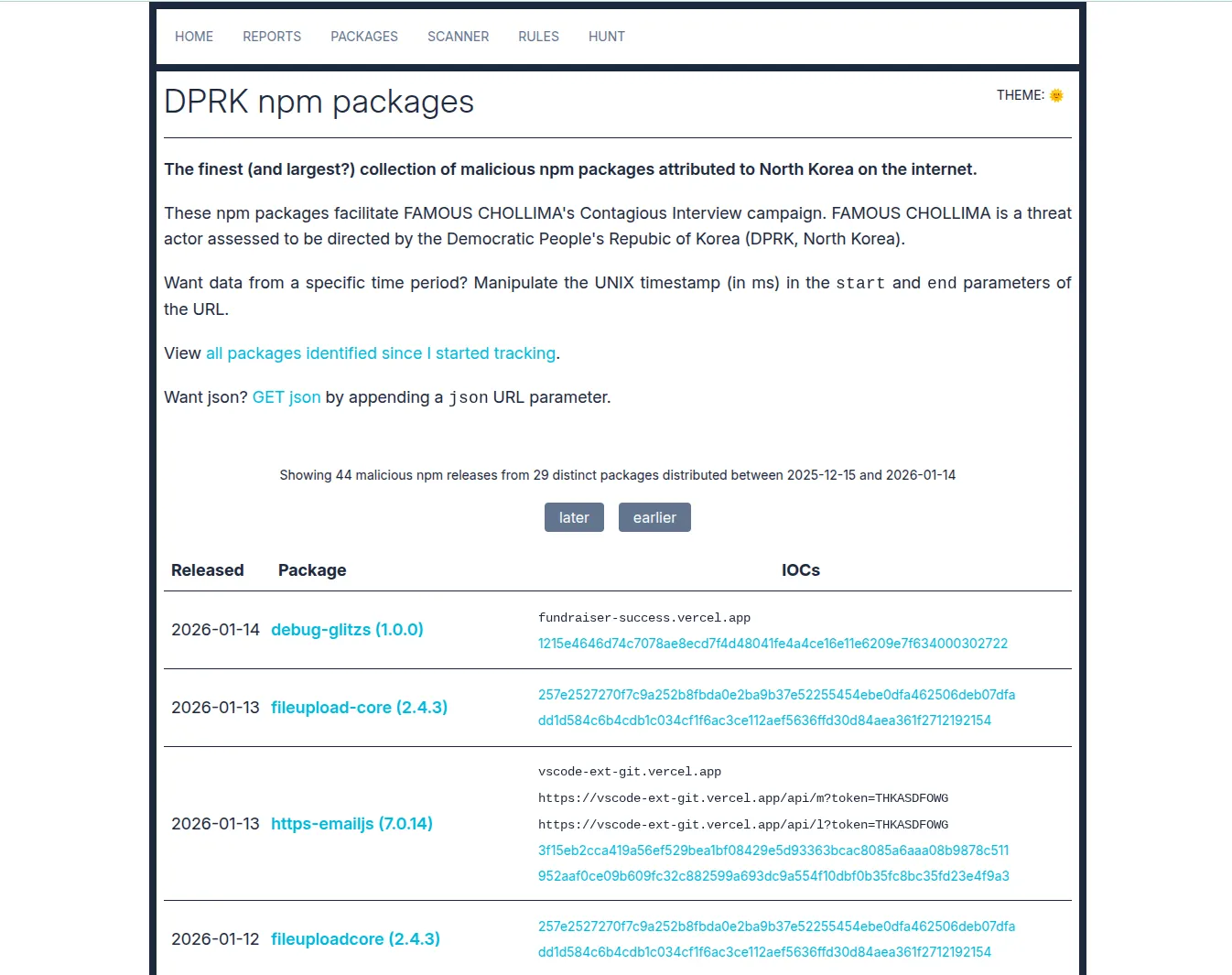 A screenshot of https://dprk-research.kmsec.uk