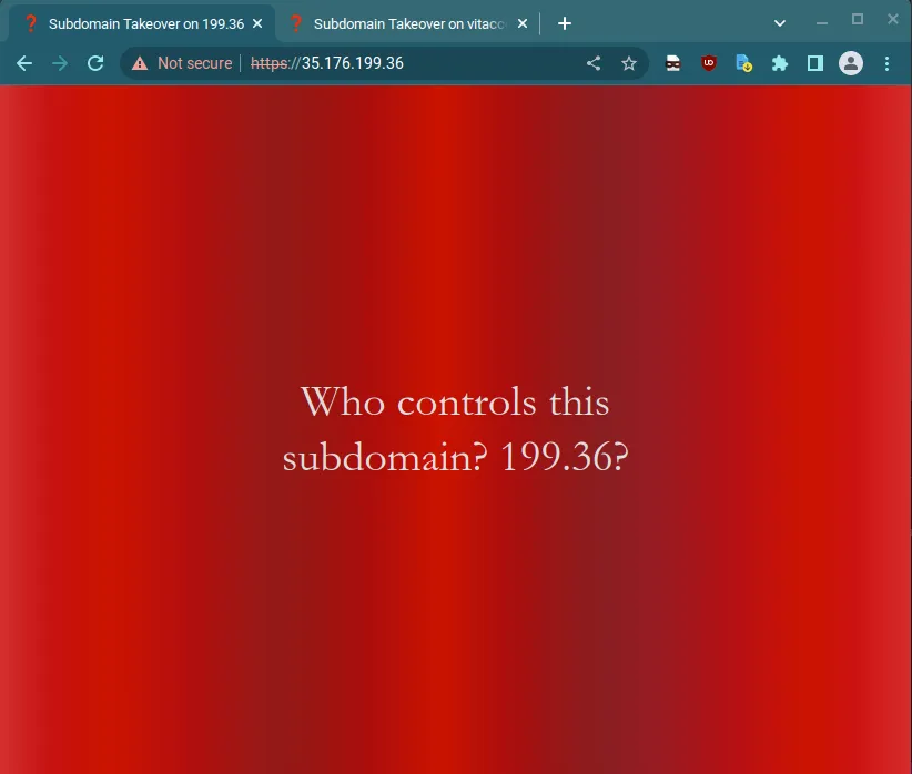 Visiting the IP displays an odd splash screen